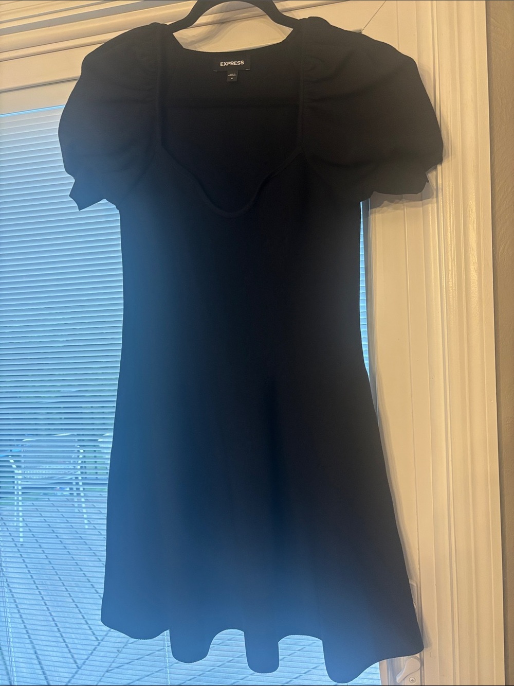Express Black Mini Dress with Puff Sleeves